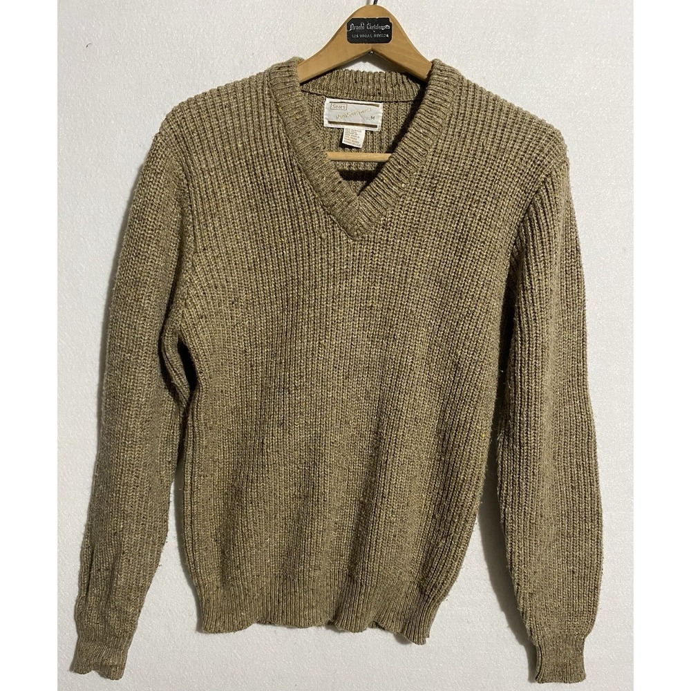 VTG Sears Sportswear Brown V Neck Sweater Mens Medium‎